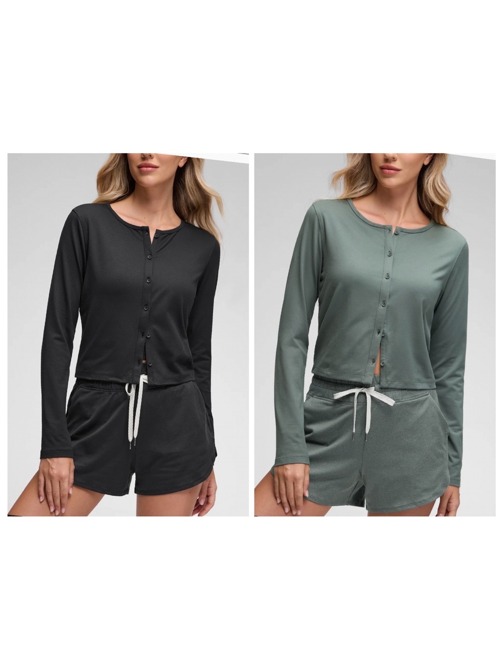 {CRZ YOGA} Jersey Lightweight Button Down Cardigan (Set of 2)